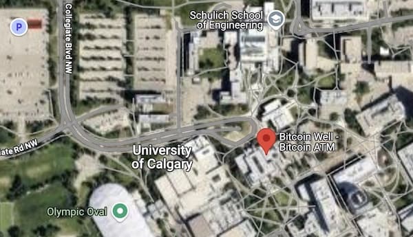 Map for University of Calgary Bitcoin ATM