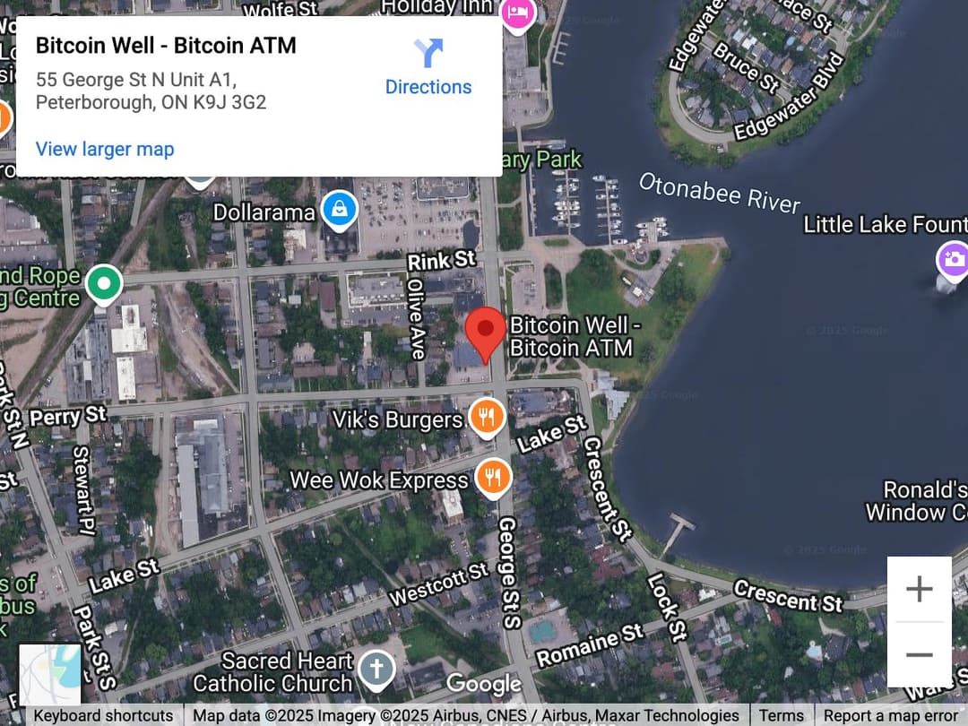 Map for Peterborough Bitcoin ATM