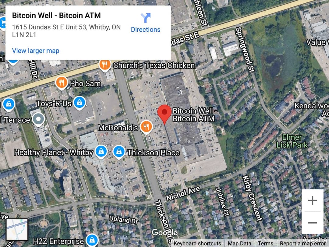 Map for Whitby Mall Bitcoin ATM