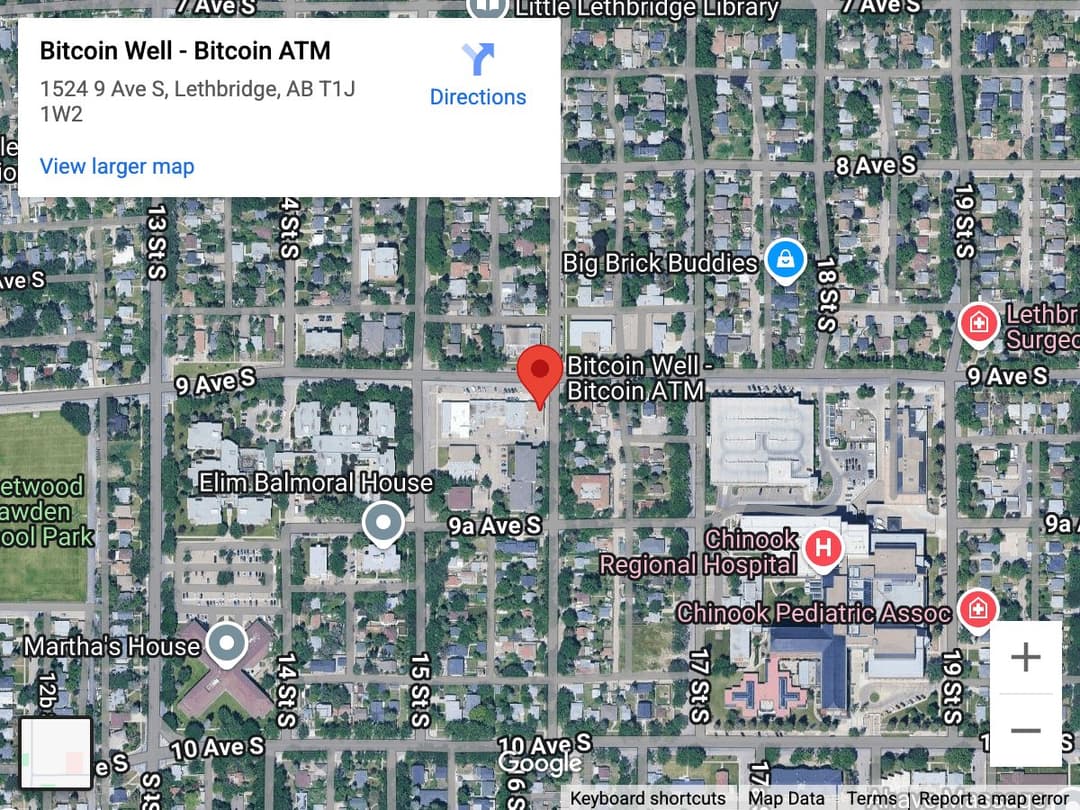 Map for South Lethbridge Bitcoin ATM