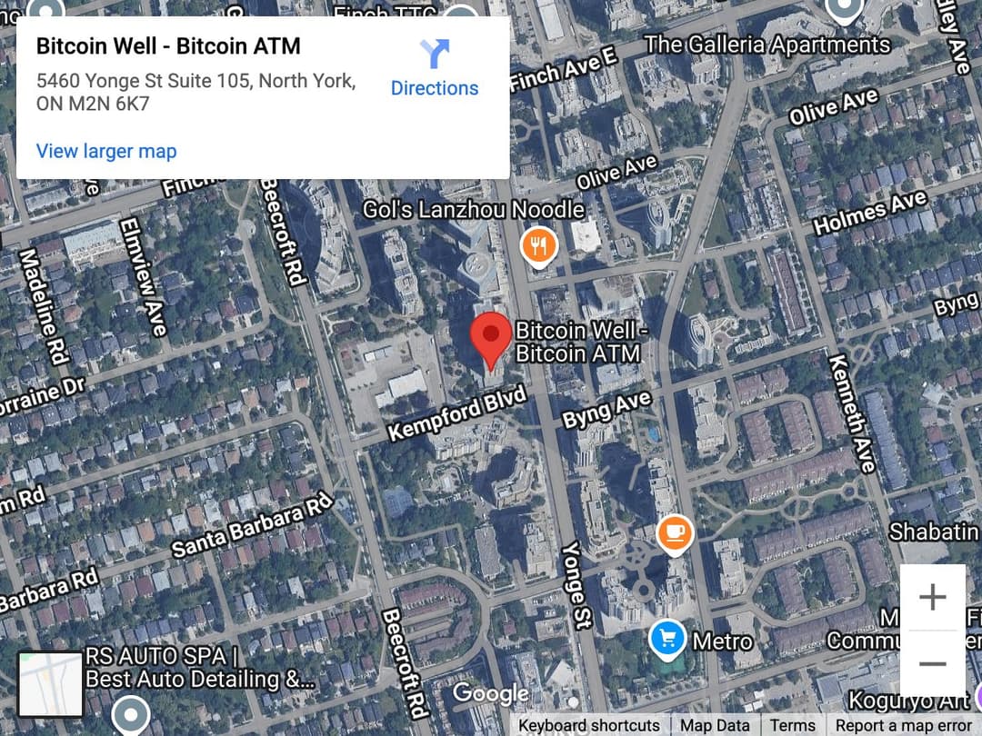 Map for North York Bitcoin ATM