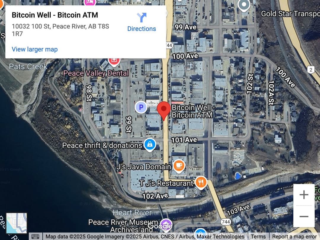 Map for Peace River Bitcoin ATM
