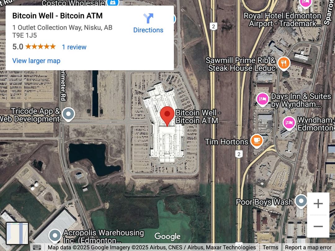 Map for Leduc (Nisku) Bitcoin ATM