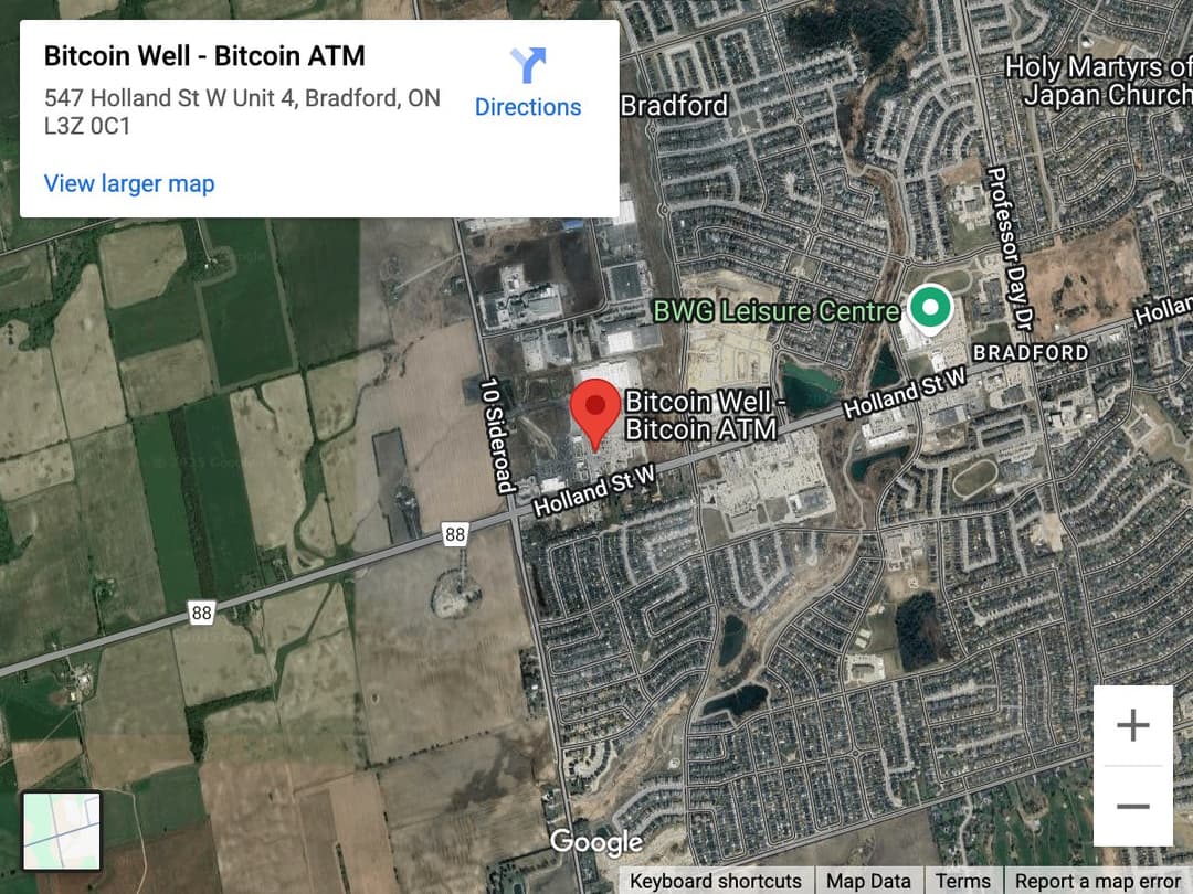 Map for Bradford Bitcoin ATM