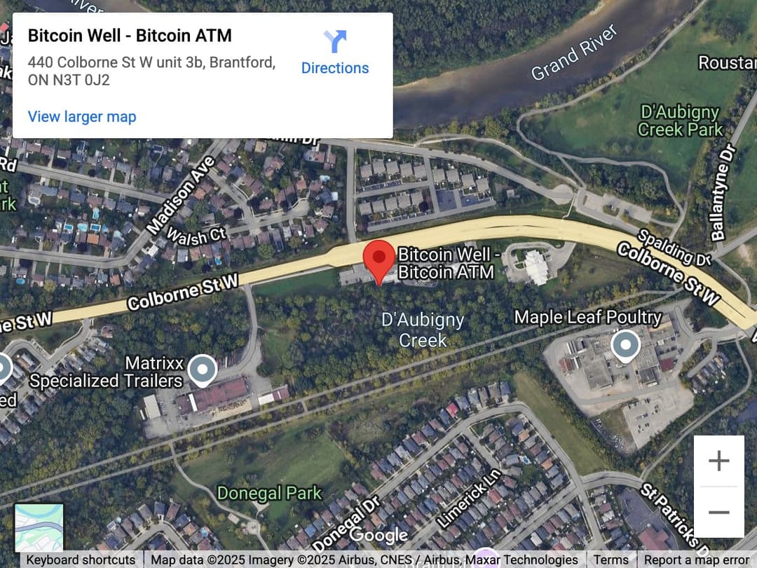 Map for Brantford Bitcoin ATM