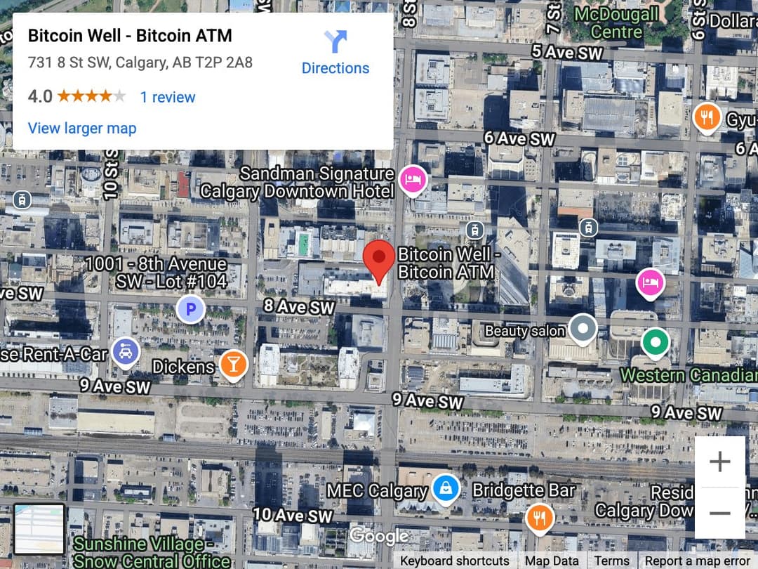Map for UCalgary (Downtown Campus) Bitcoin ATM