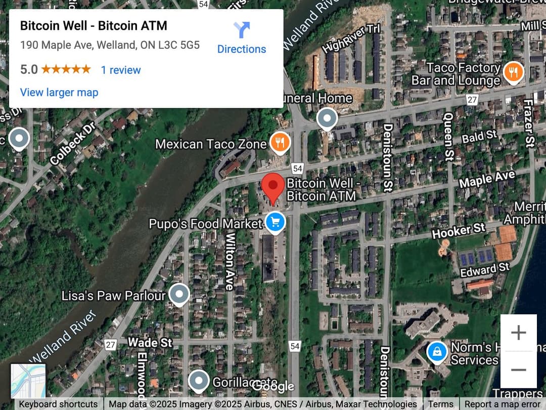 Map for Welland Bitcoin ATM