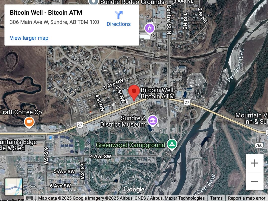 Map for Sundre Bitcoin ATM