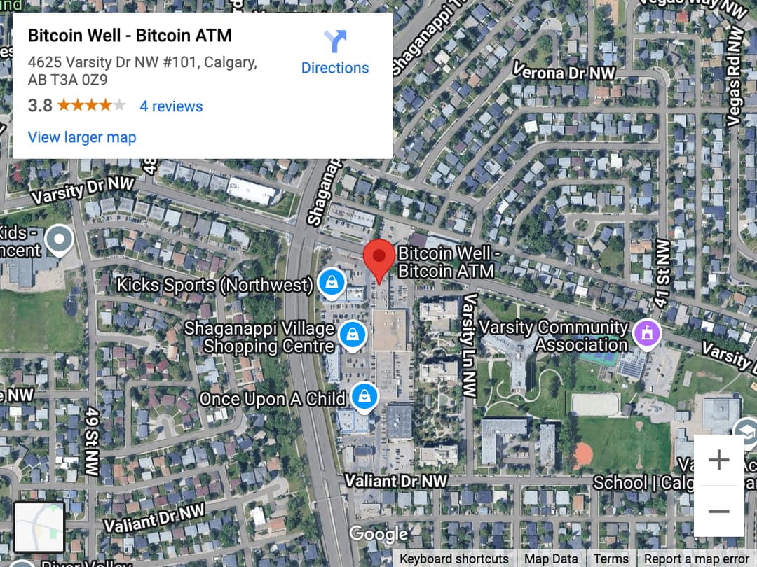 Map for Varsity Bitcoin ATM