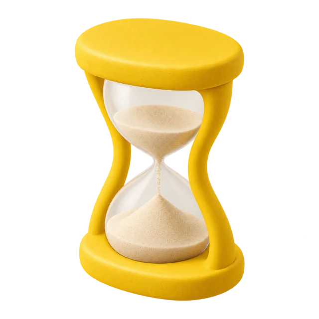 Yellow hourglass illustrating paying taxes earlier or later